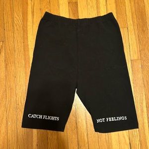 Catch Flights Not Feelings Black Biker Shorts, Size L